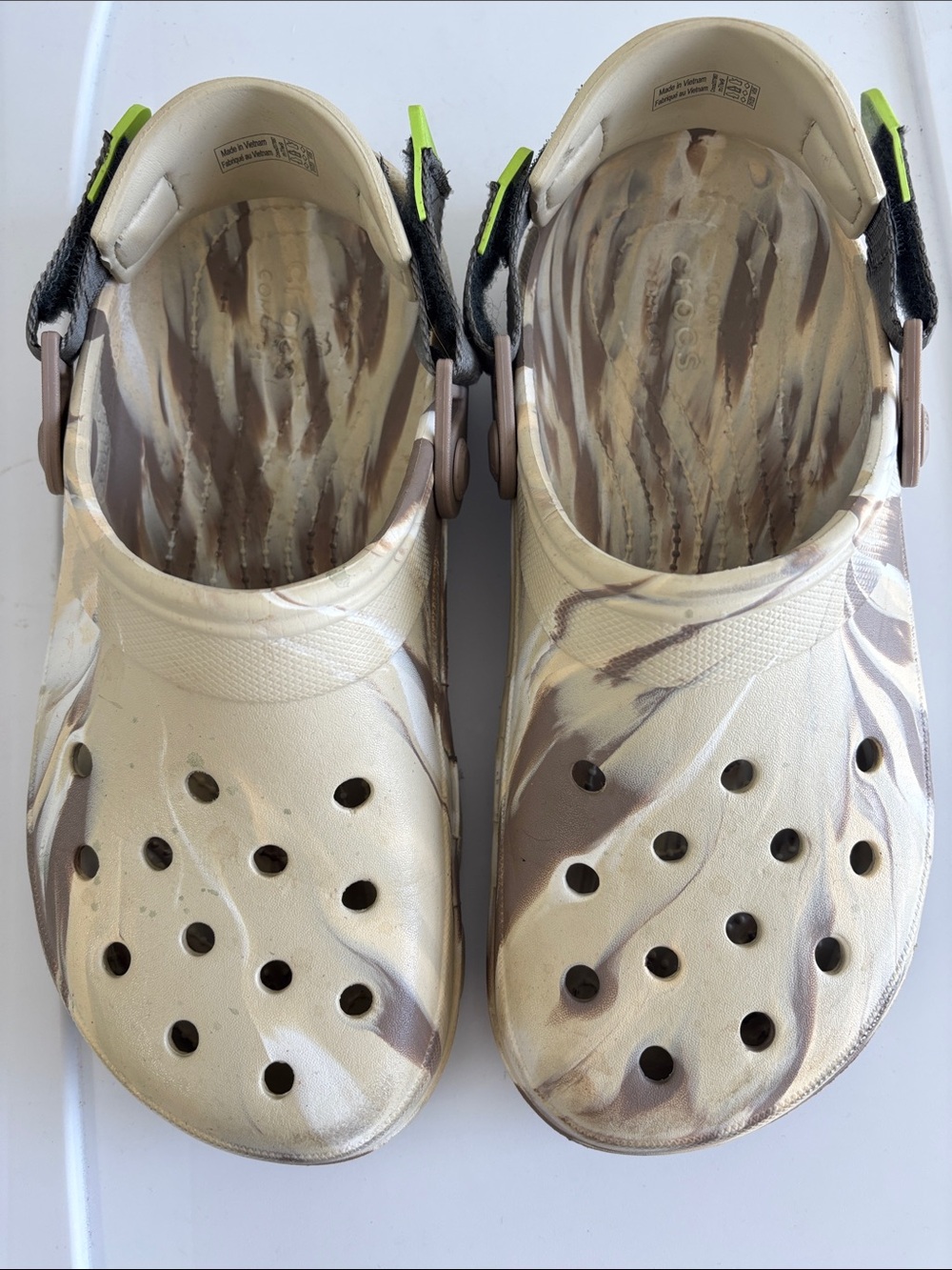 Crocs Beige & Brown Marbled Clog - Comfortable Slip-On Shoe